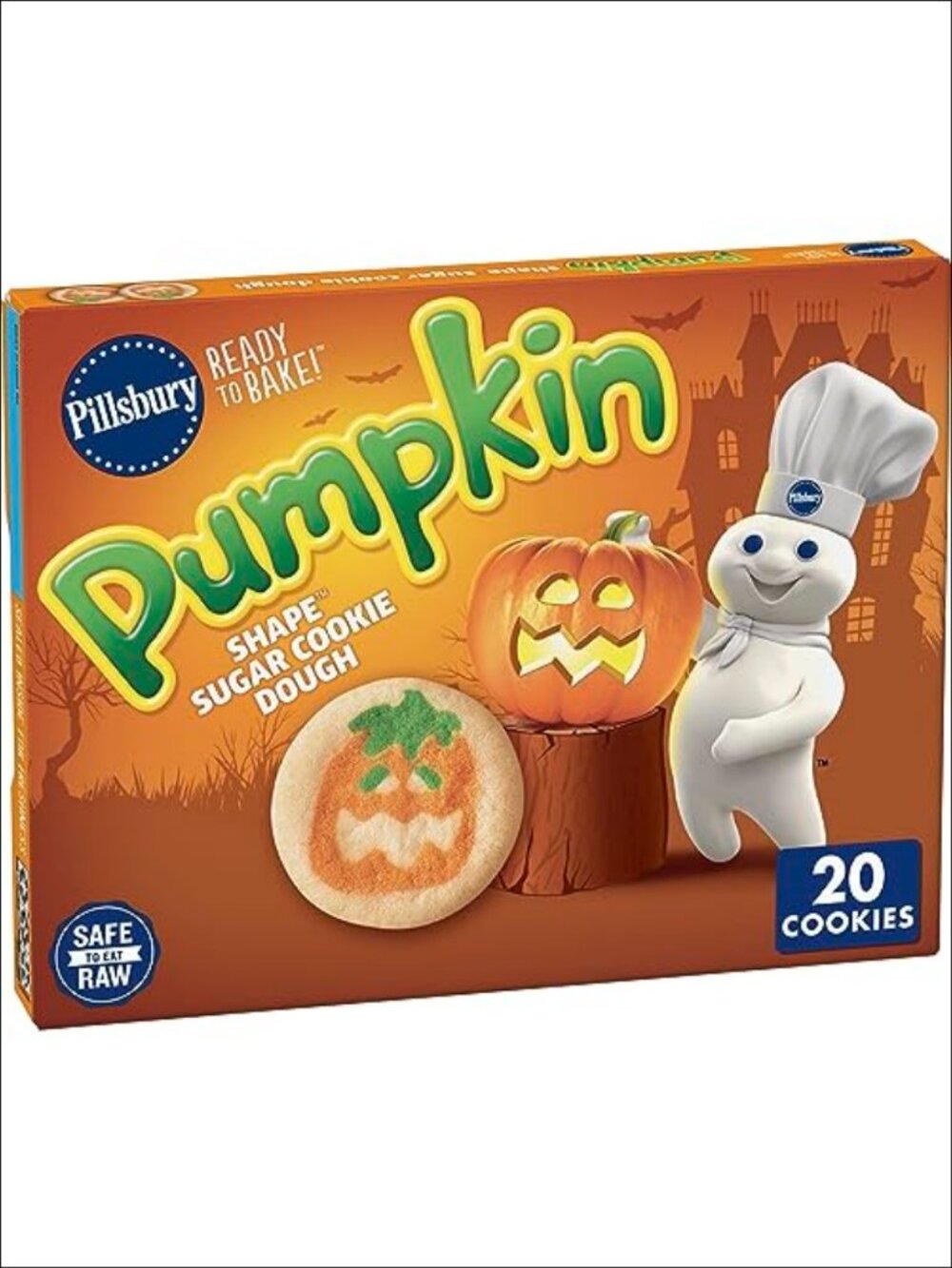 Pumpkin Shape Sugar Cookie Dough Ready to Bake Halloween Treat 20 Cookies